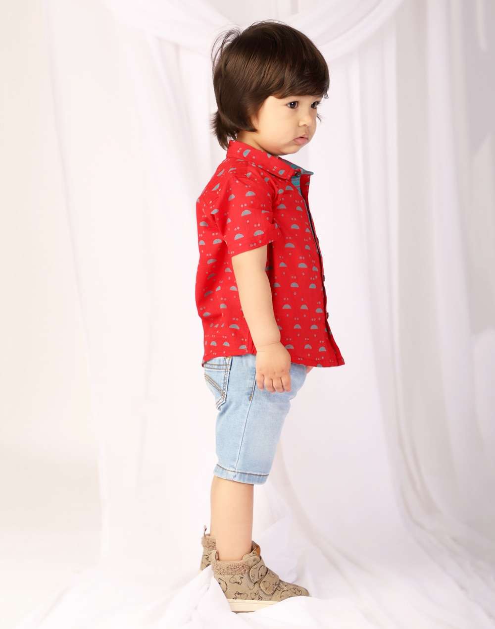 Cotton Slub Block Printed Shirt