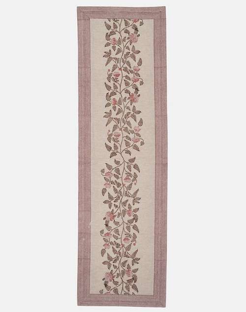 Maroon Sukriti Cotton Hand Block Printed Table Runner Maroon Sukriti Cotton Hand Block Printed Table Runner