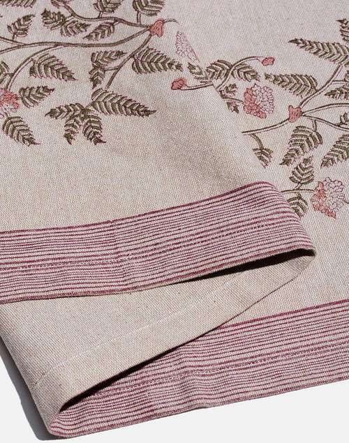 Maroon Sukriti Cotton Hand Block Printed Table Runner Maroon Sukriti Cotton Hand Block Printed Table Runner