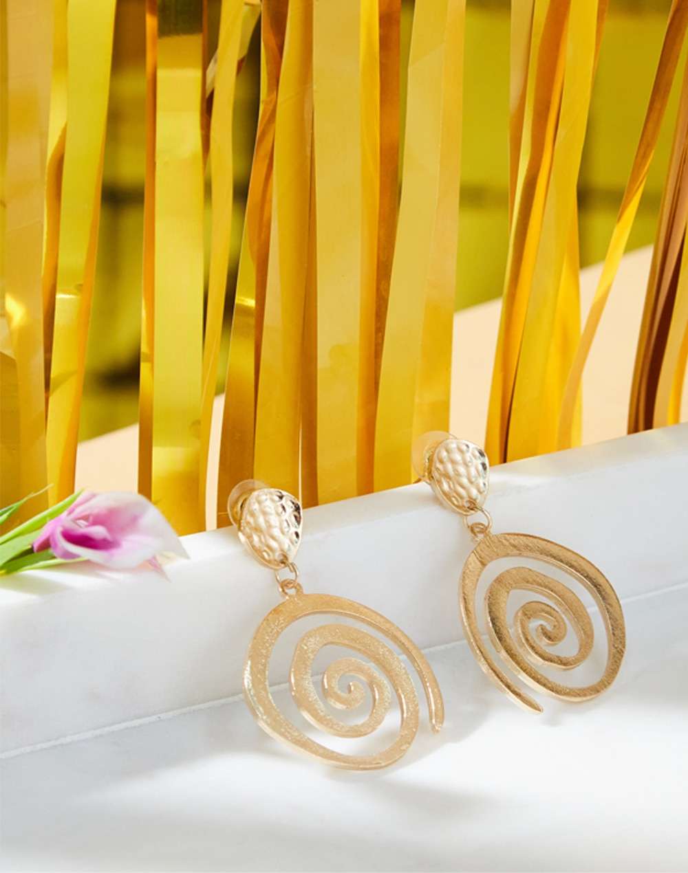 FabNu Metal Golden Dangler Earrings