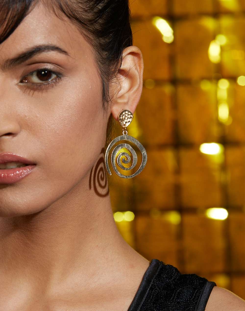 FabNu Metal Golden Dangler Earrings