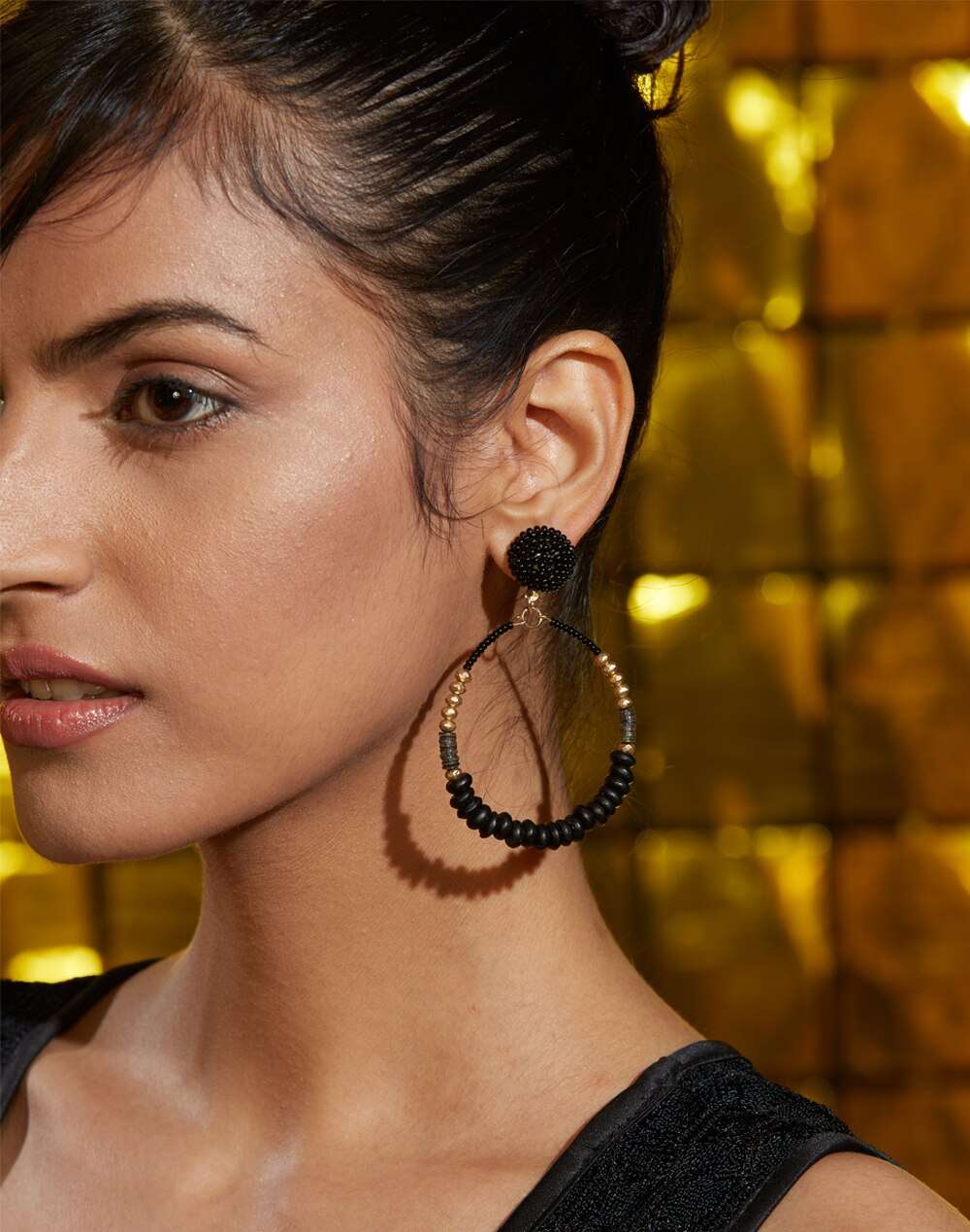 FabNu Metal Black Dangler Earrings