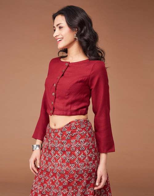 Maroon Wool Stitched Blouse Maroon Wool Stitched Blouse