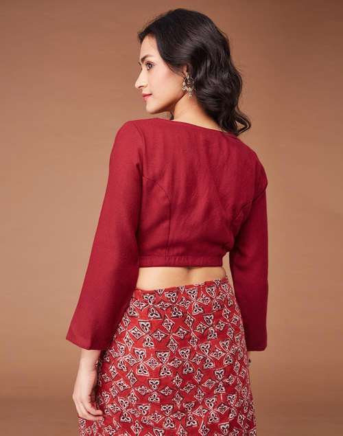 Maroon Wool Stitched Blouse Maroon Wool Stitched Blouse