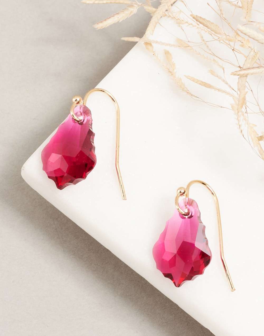 FabNu Metal Red Dangler Earrings