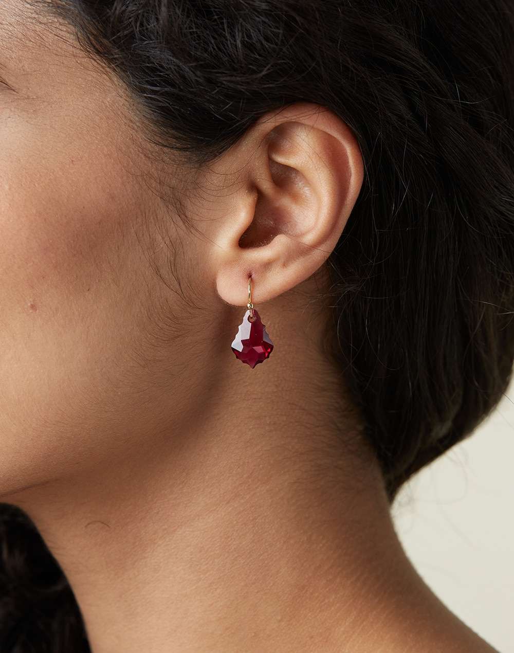 FabNu Metal Red Dangler Earrings