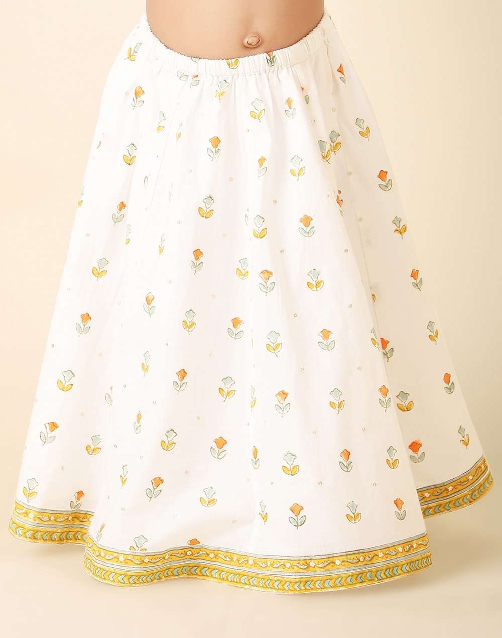 Halter Neck Cotton Hand Block Printed Lehenga Choli Set