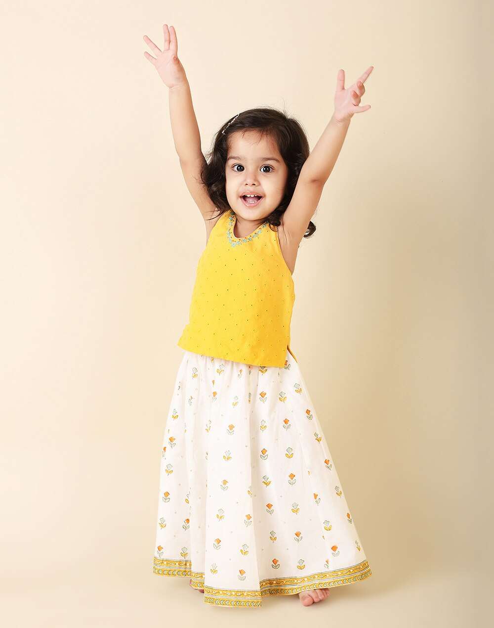 Halter Neck Cotton Hand Block Printed Lehenga Choli Set