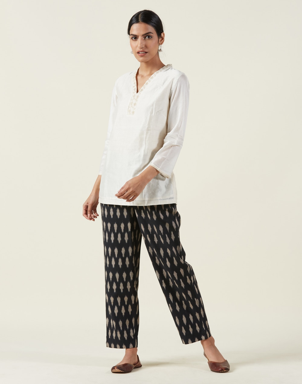 Cotton Ikat Tapered Casual Pant