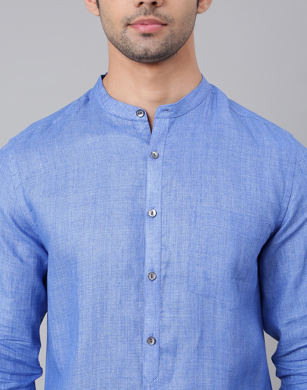 Buy Blue Linen Slim Fit Shirt for Men Online at Fabindia | 10718353