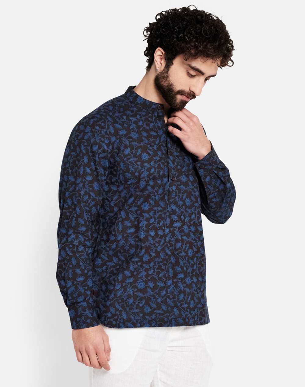 Cotton Printed Slim Fit Kurta Shirt