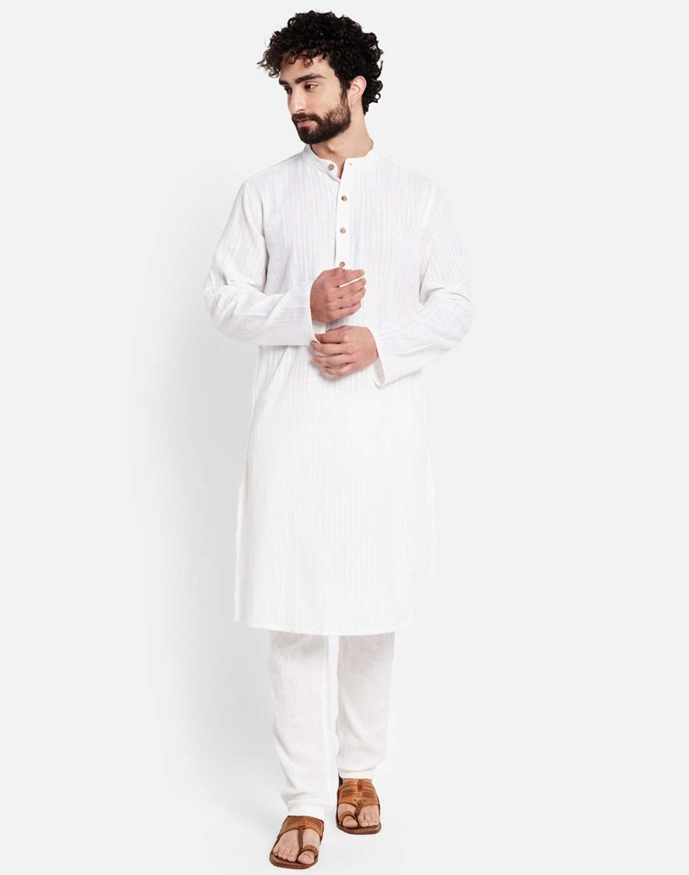 Cotton Slub Slim Fit Long Kurta