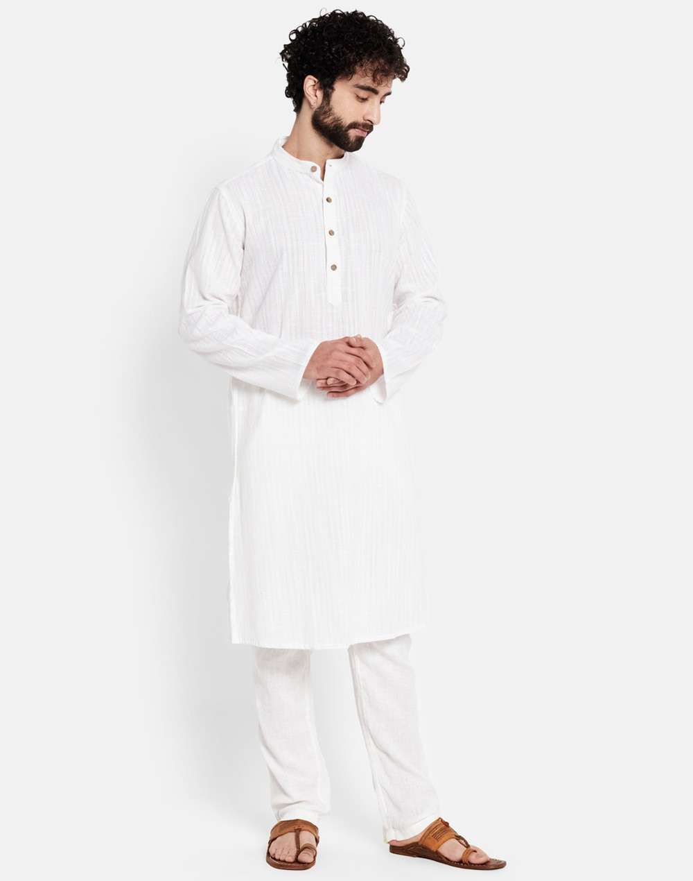 Cotton Slub Slim Fit Long Kurta