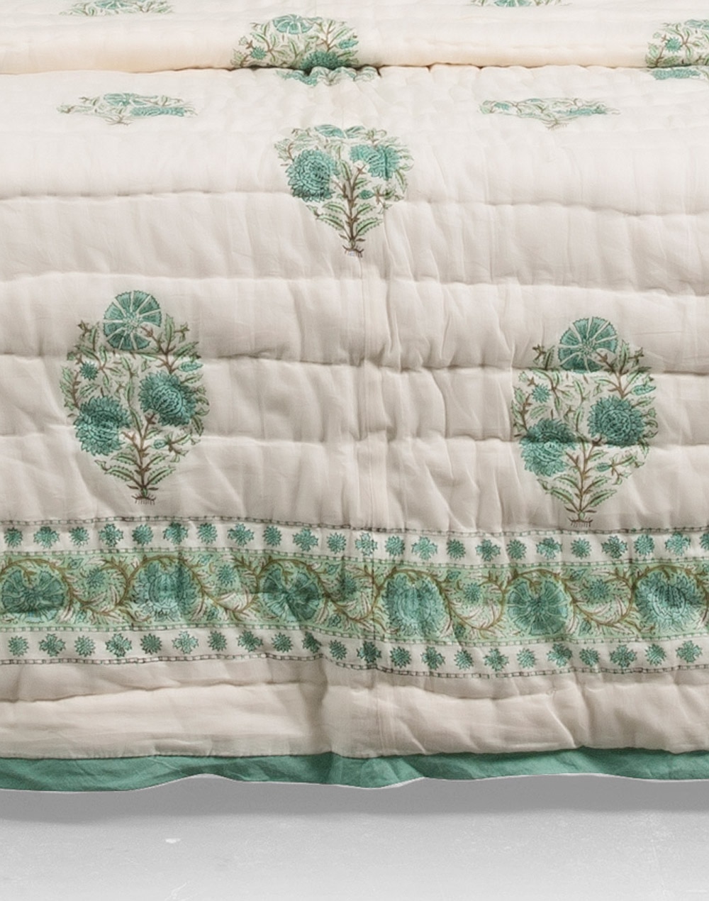 Buy Teal Meghna Cotton Quilt Printed Single Online at Fabindia