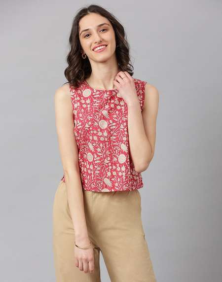 Cotton Embroidered Short Top - Main Image