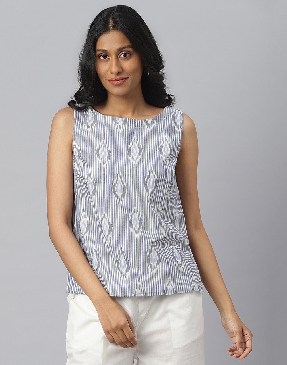 Buy Cotton Ikat Short Top for Women Online at Fabindia | 10718991