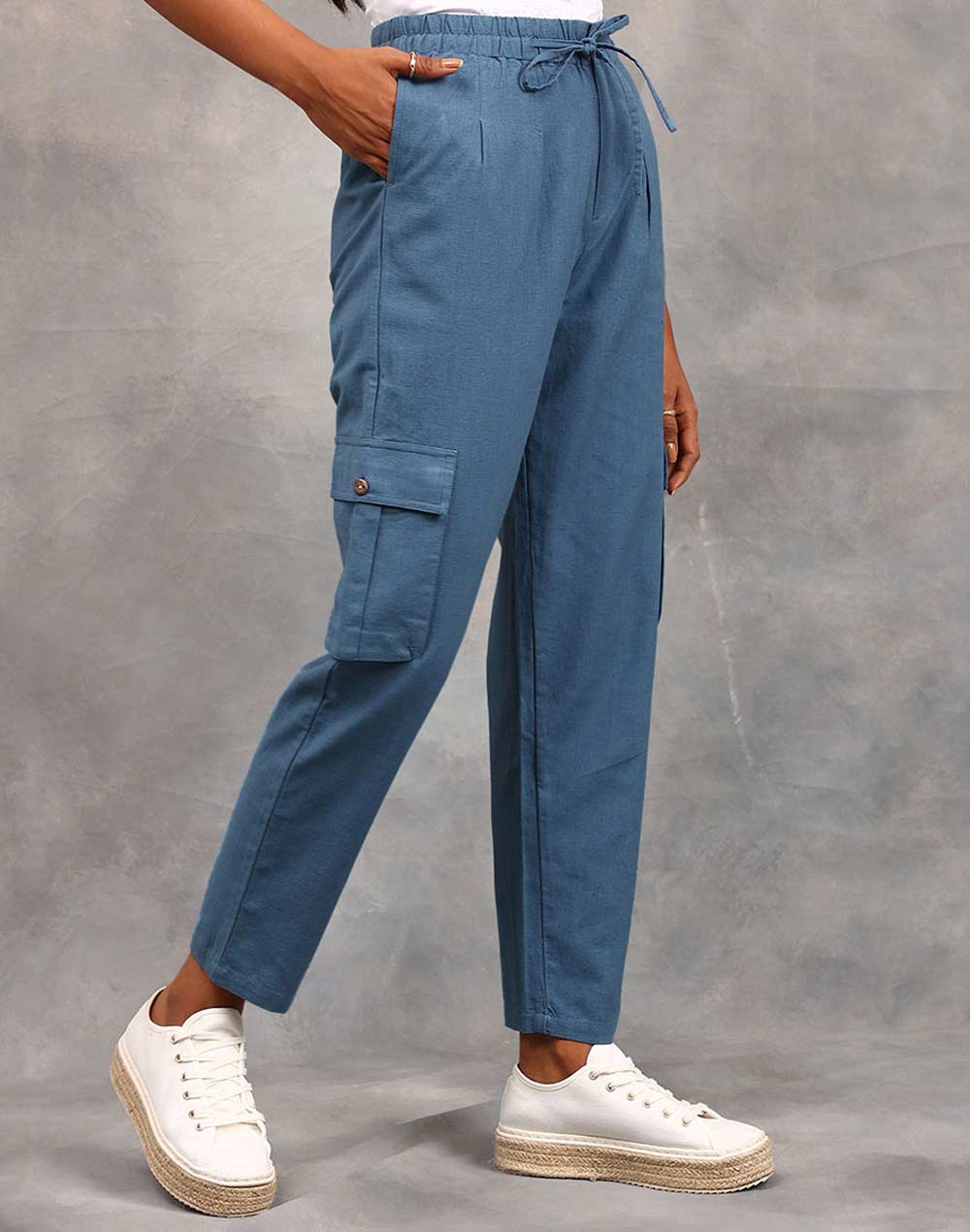 Factory: Linen-cotton Drawstring Pant For Women