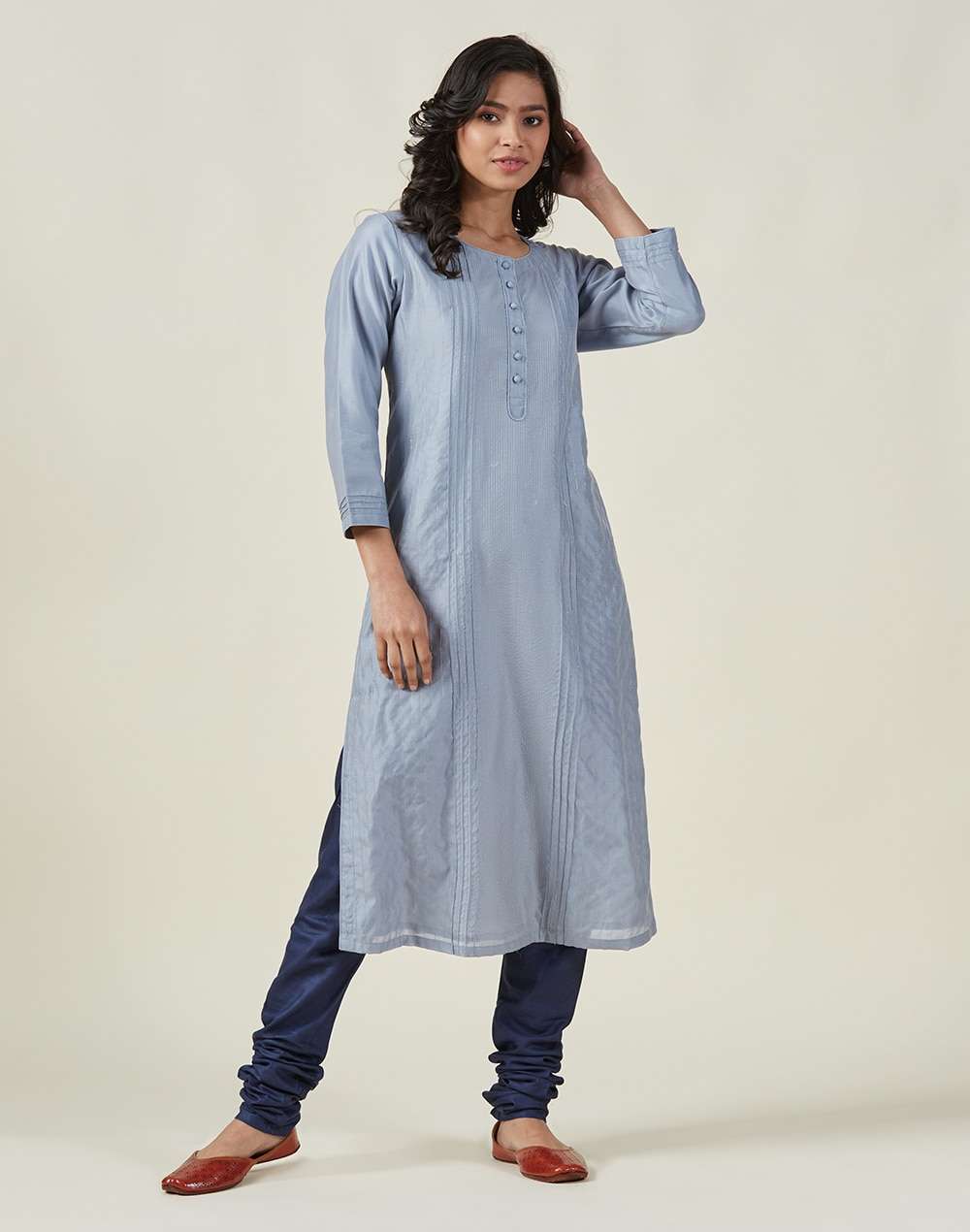 Cotton Silk Textured Long Kurta
