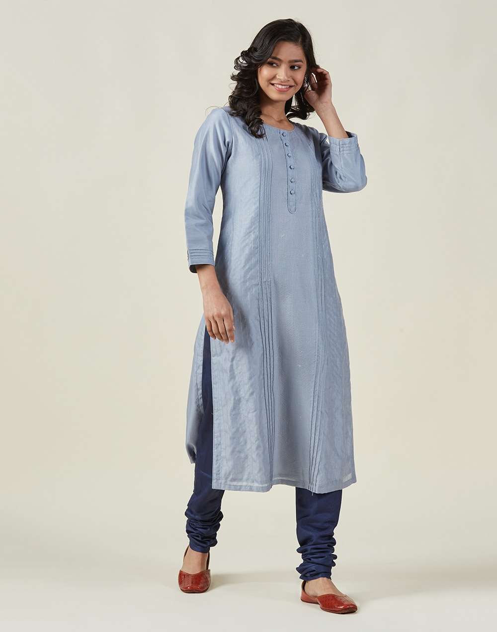 Cotton Silk Textured Long Kurta