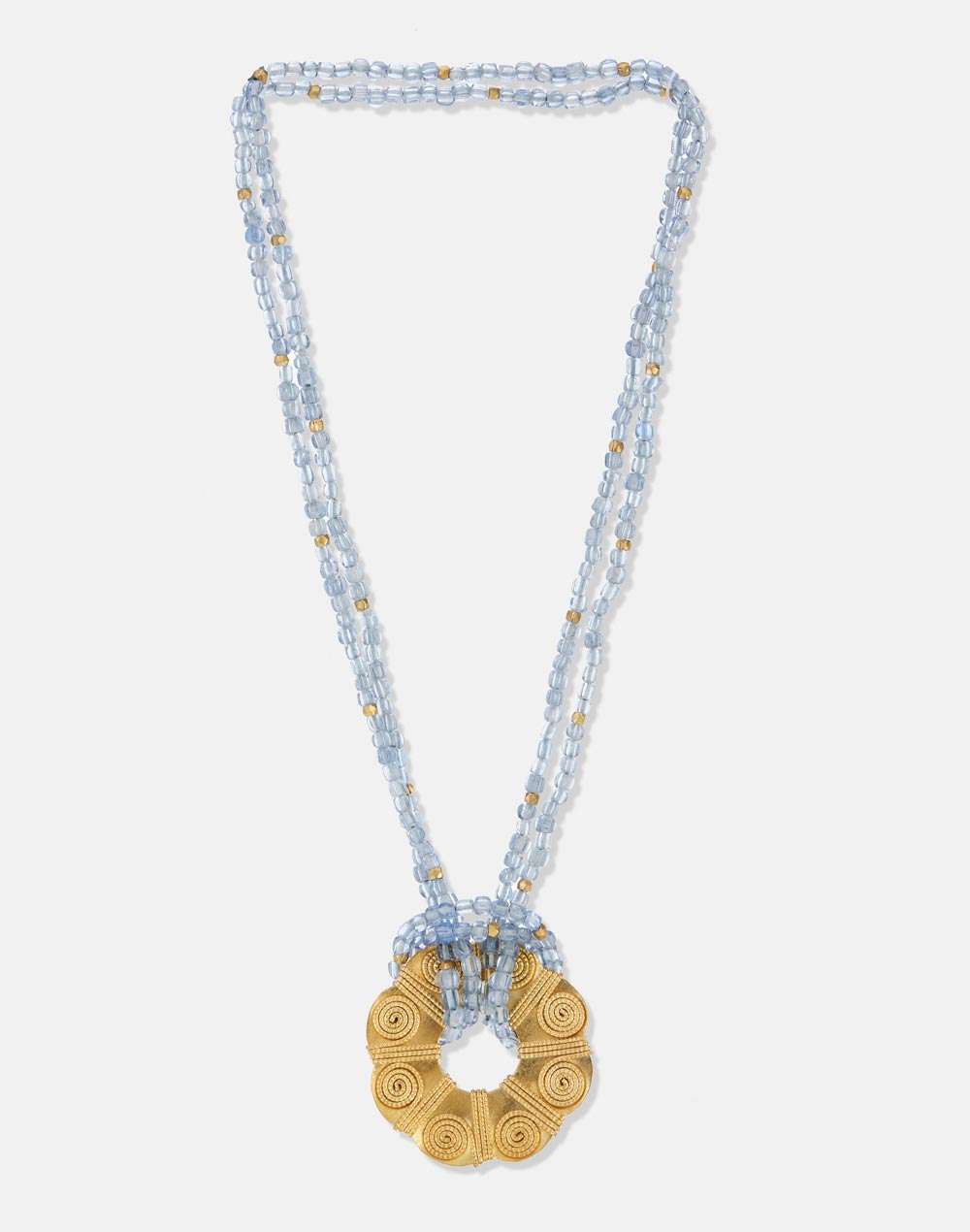 Glass Beads Blue Necklace