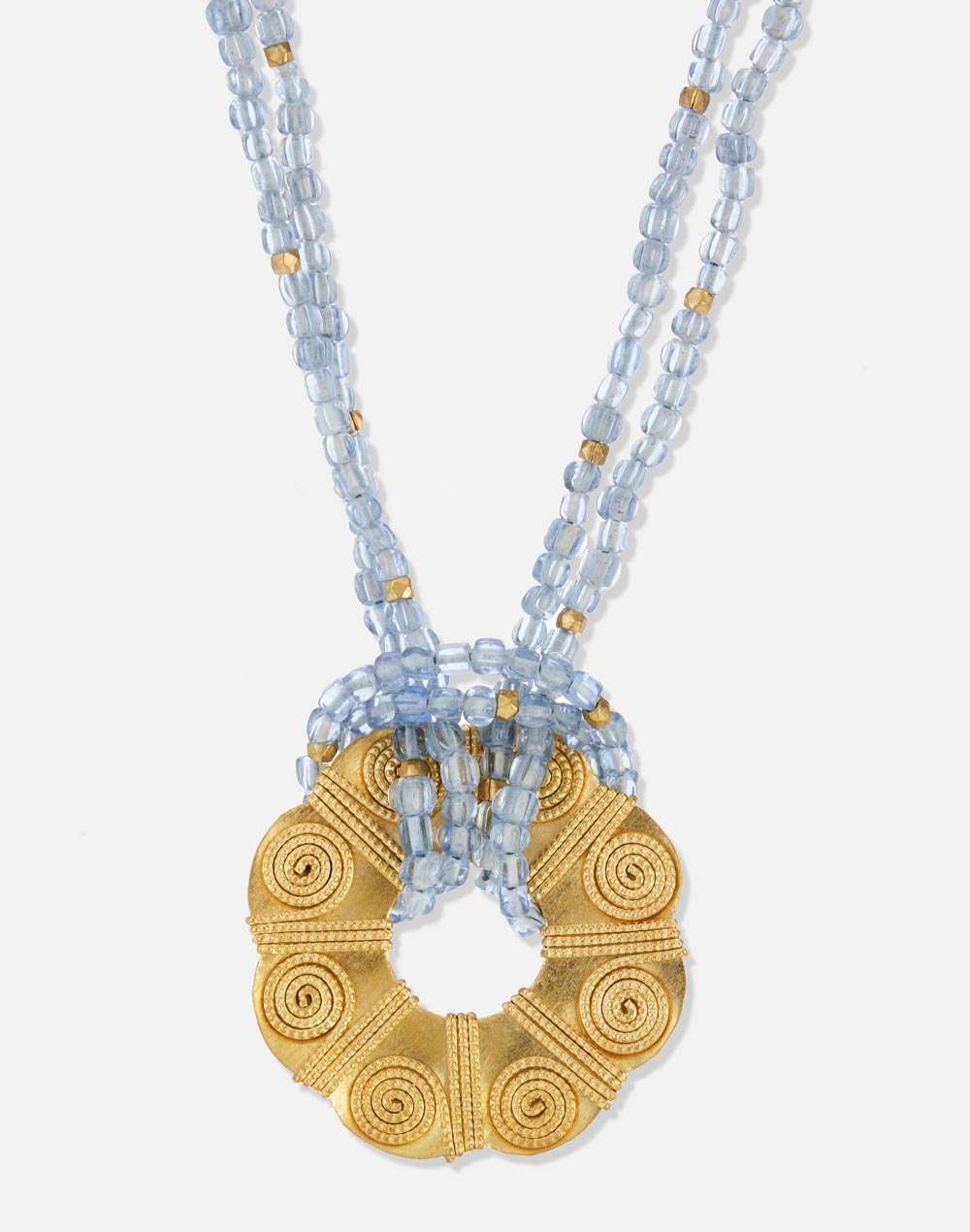 Glass Beads Blue Necklace