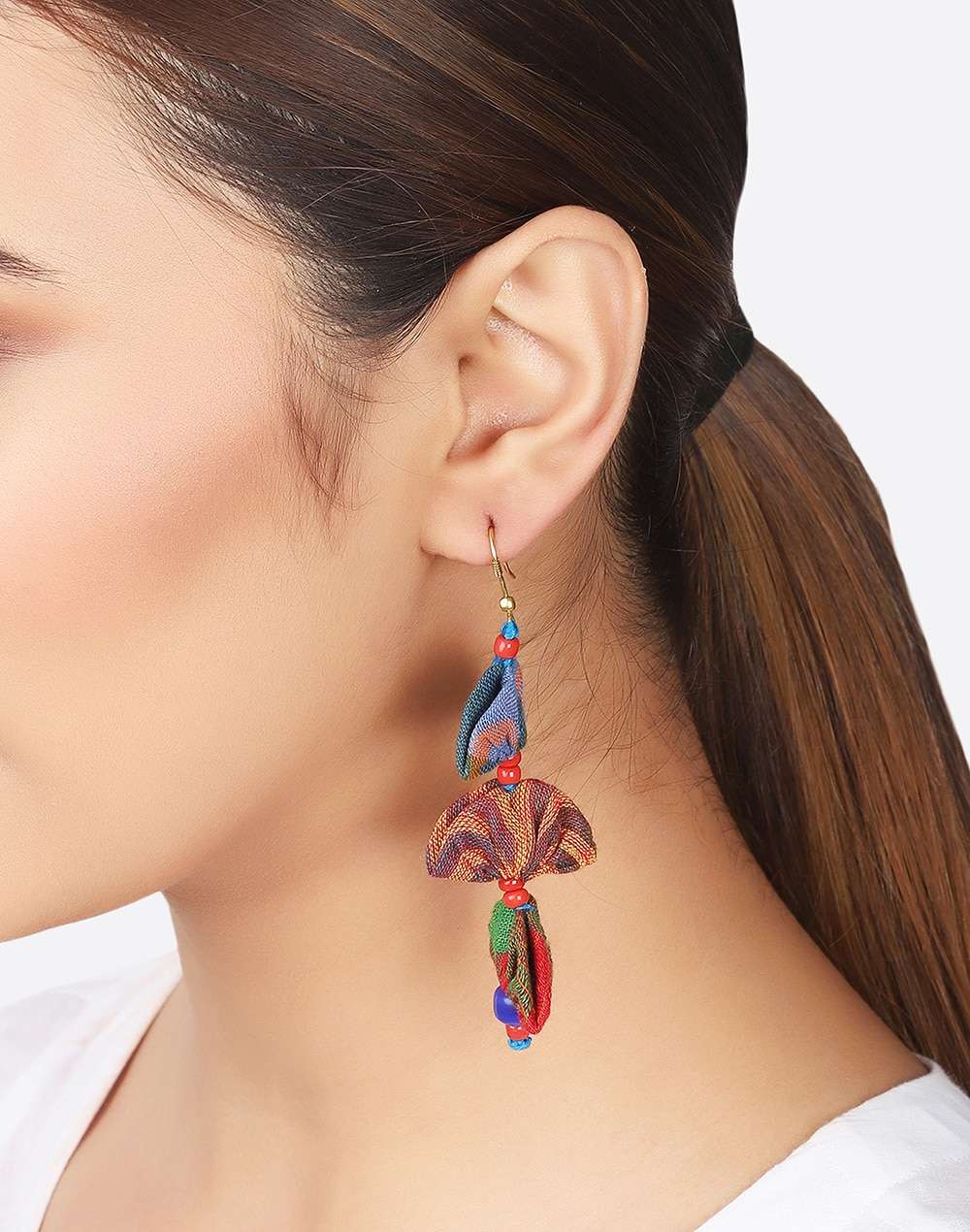 Thread Green Dangler Earrings