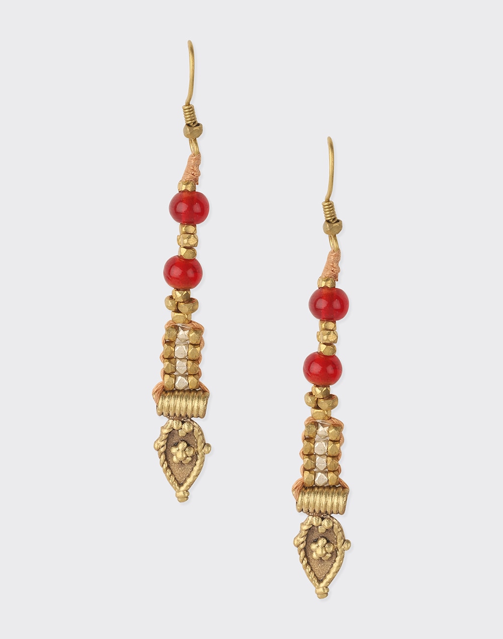 Metal Red Dangler Earrings