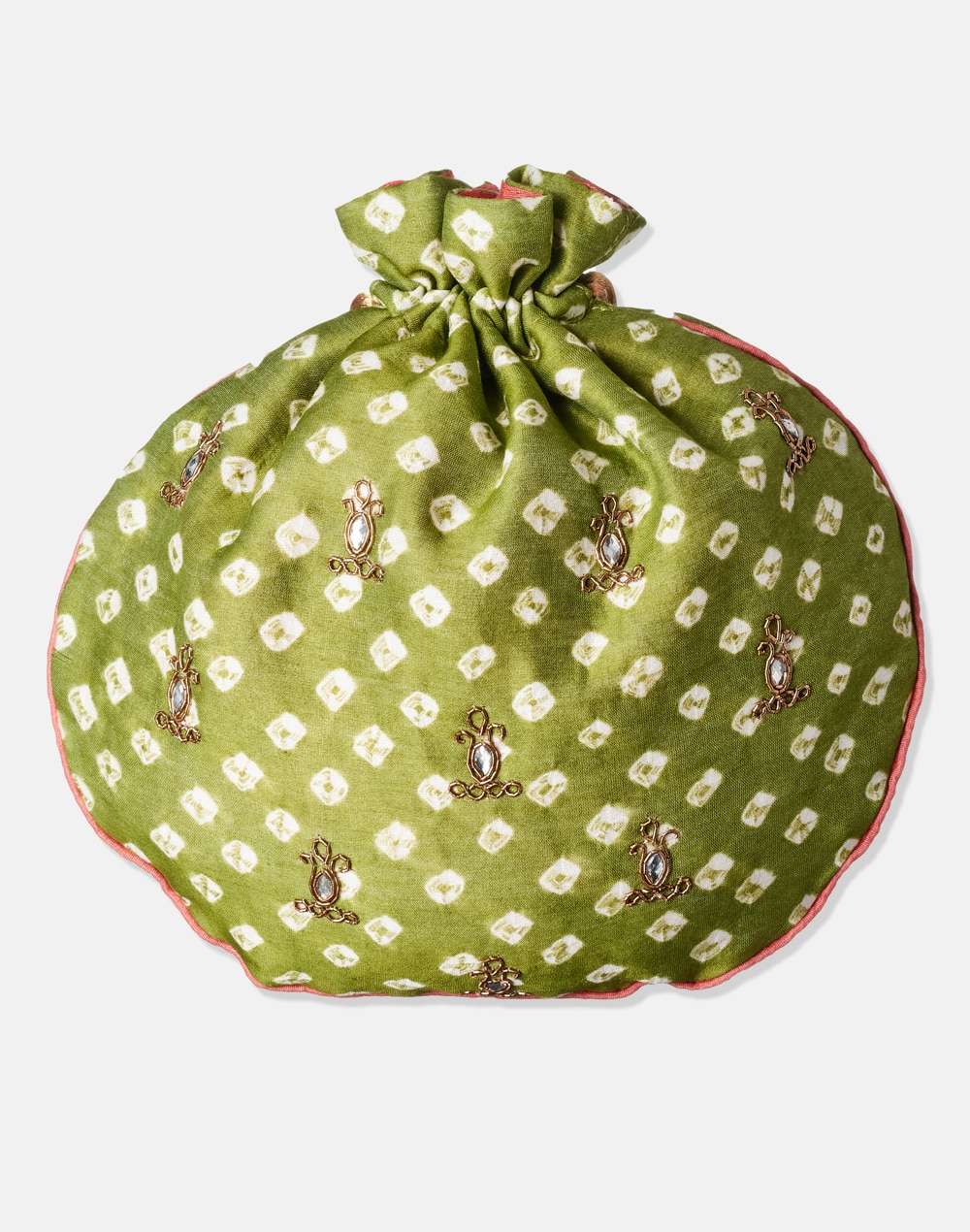Fabric Green Potli Bag