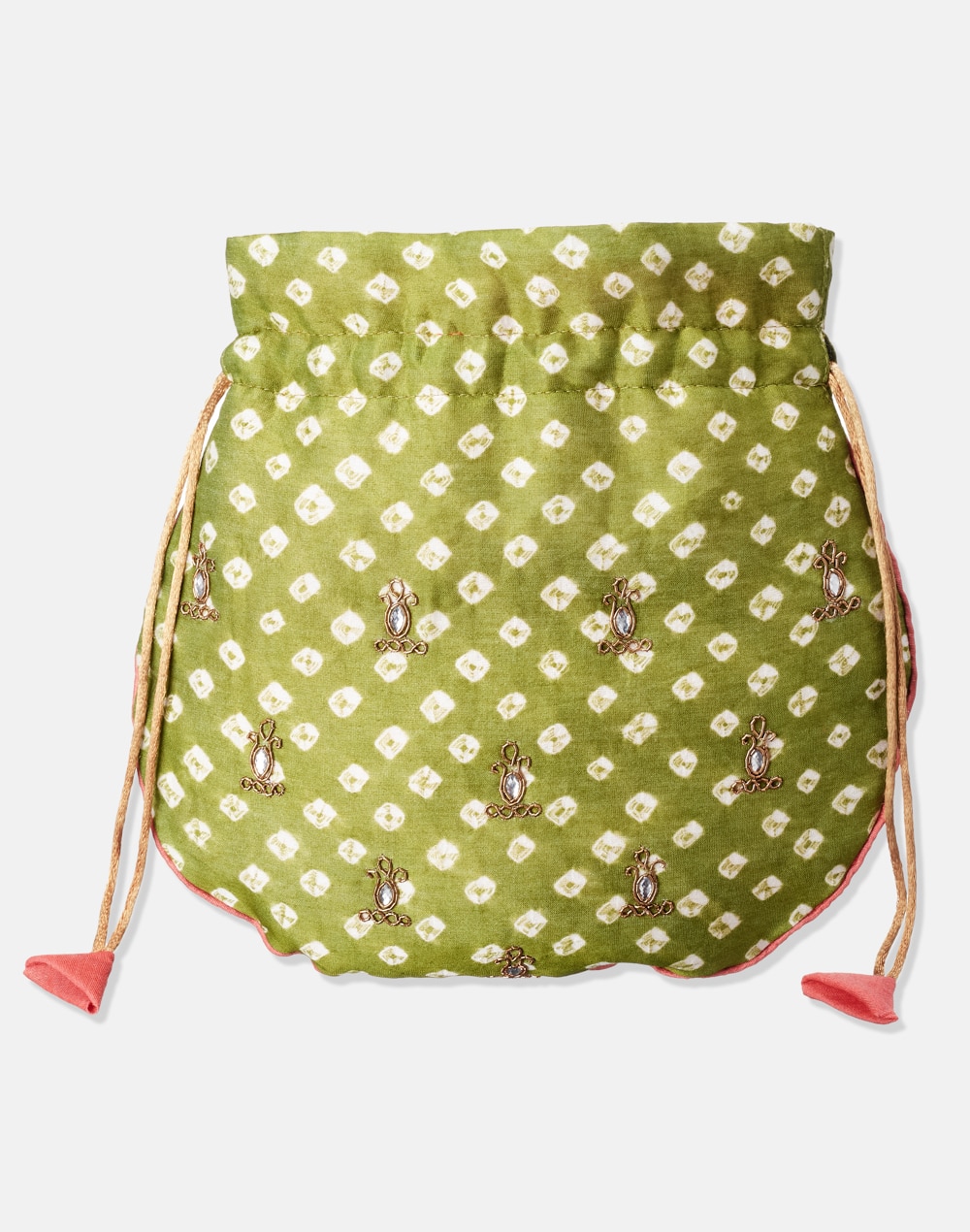 Fabric Green Potli Bag