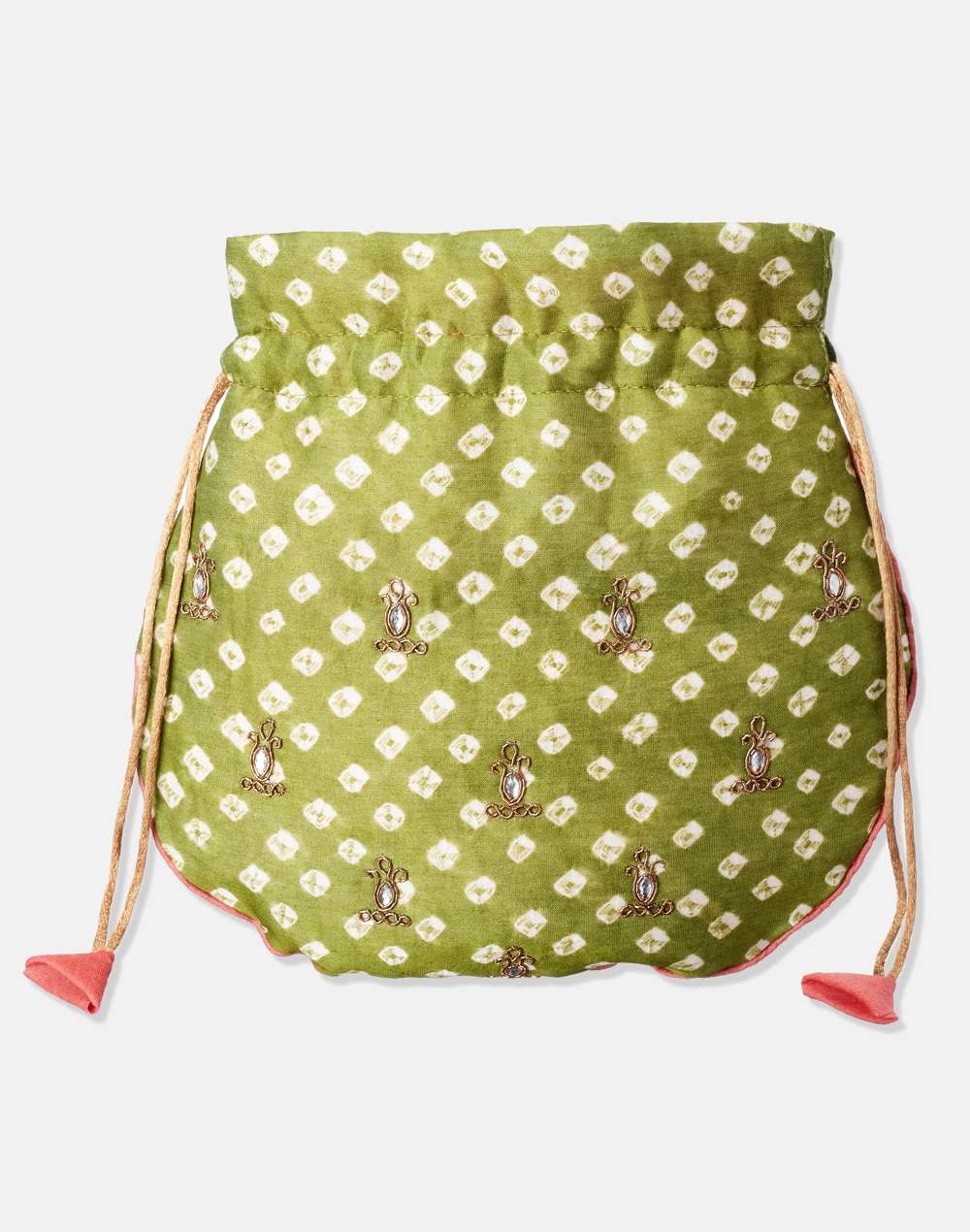 Fabric Green Potli Bag
