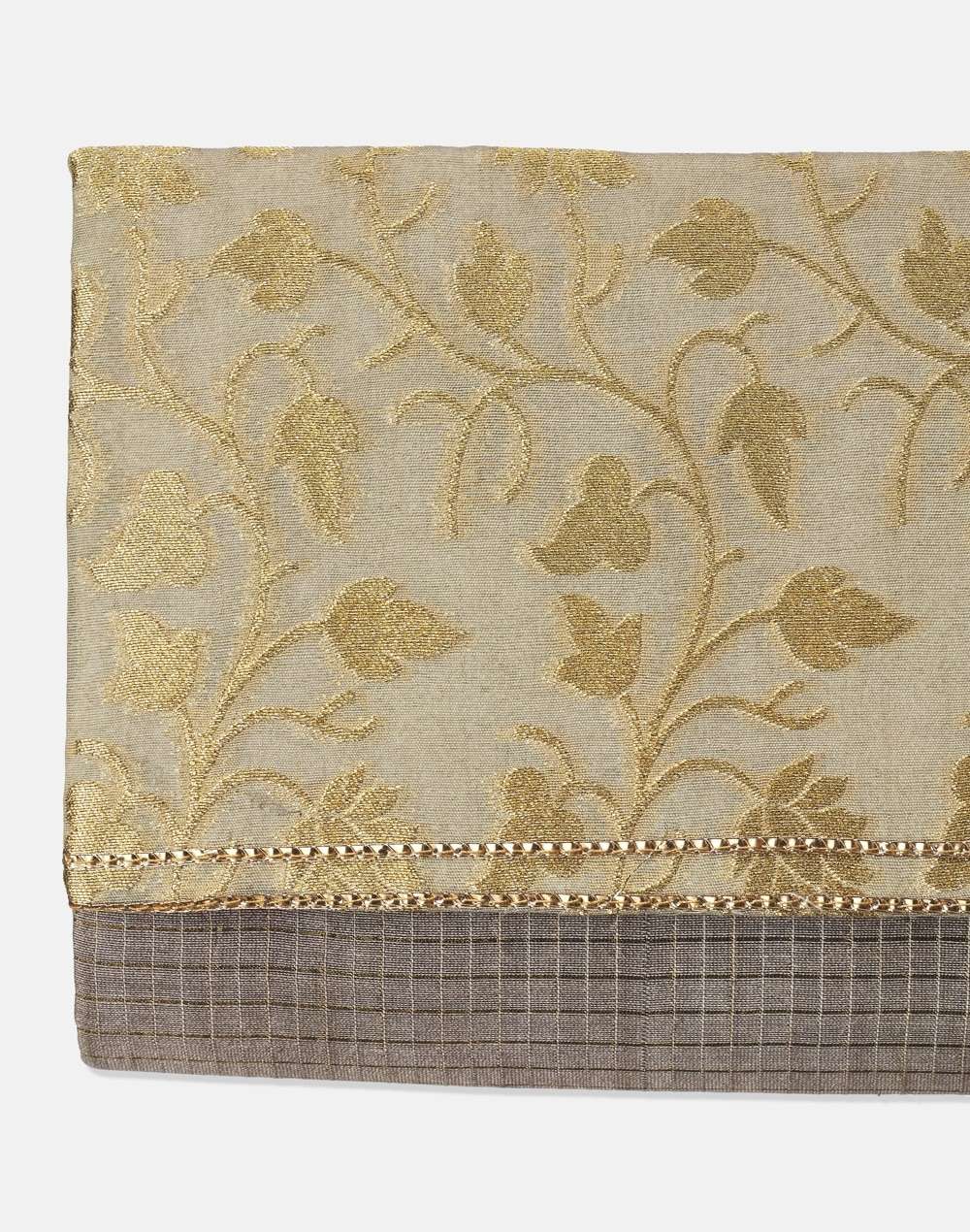 Contrast Trim Leaf Fabric Clutch Bag