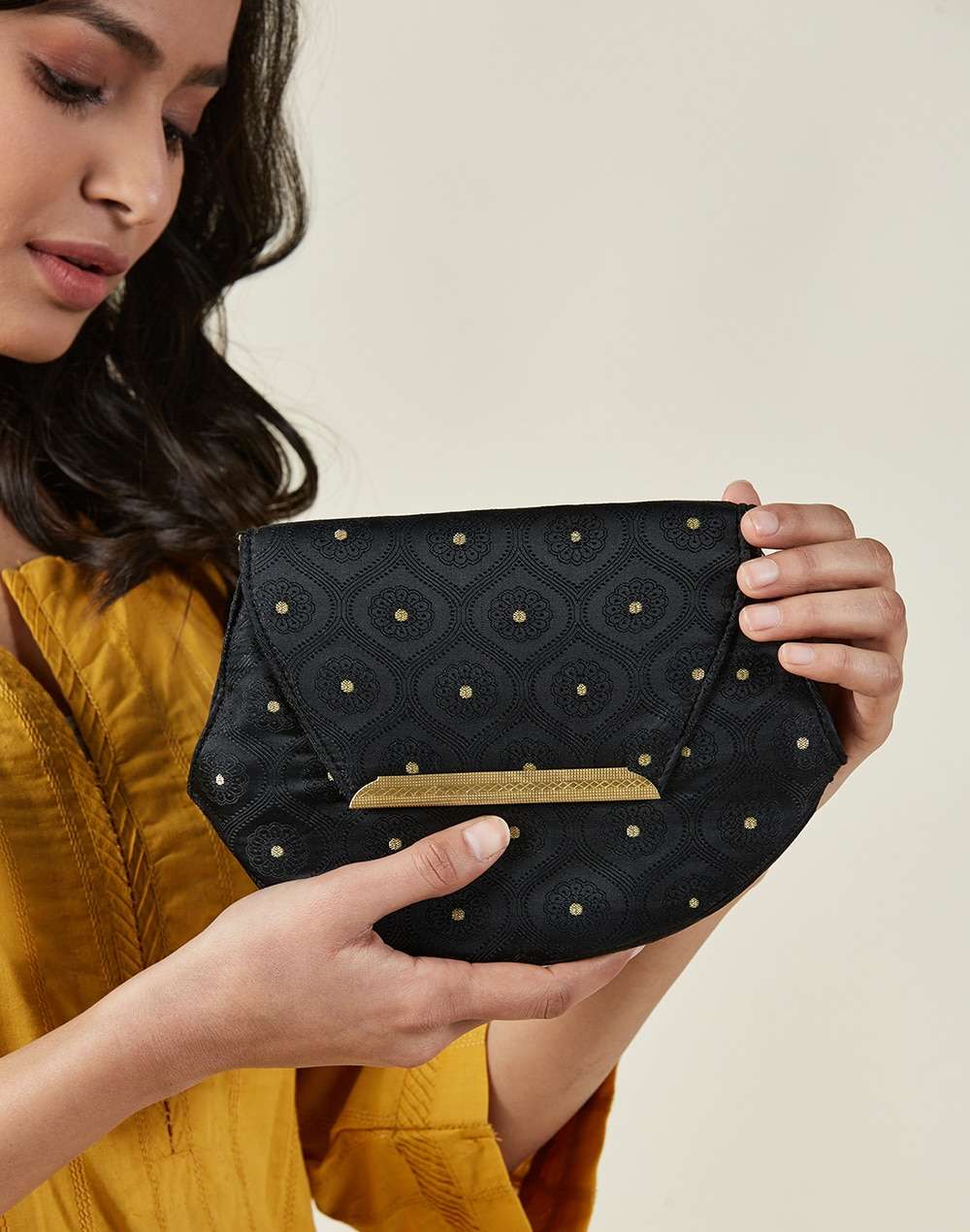 Fabric Black Clutch Bag