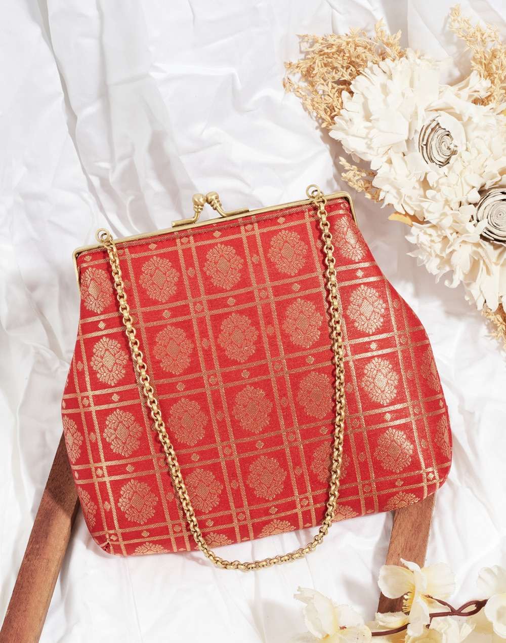 Fabric Red Clutch Bag