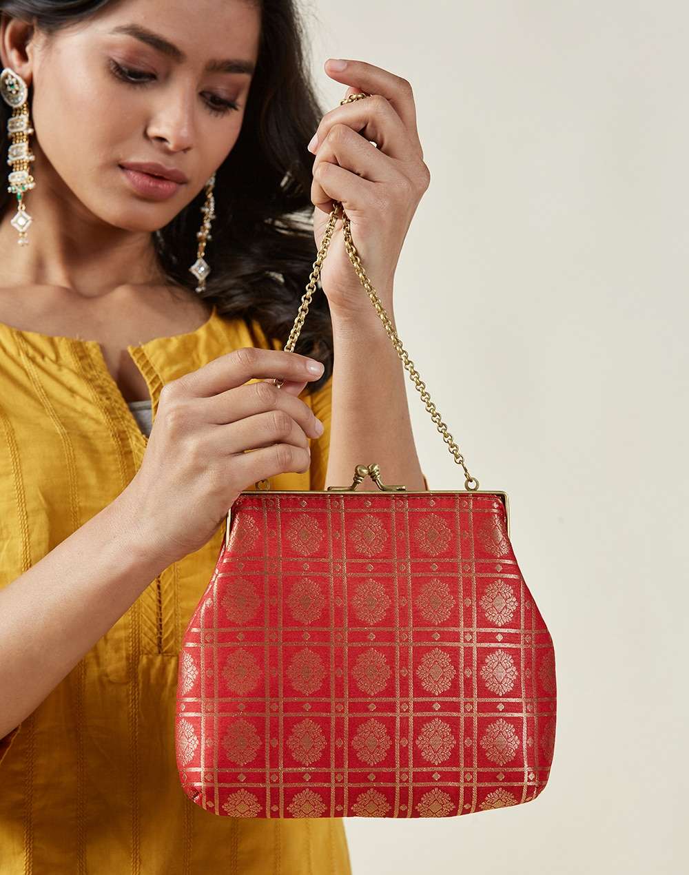 Fabric Red Clutch Bag