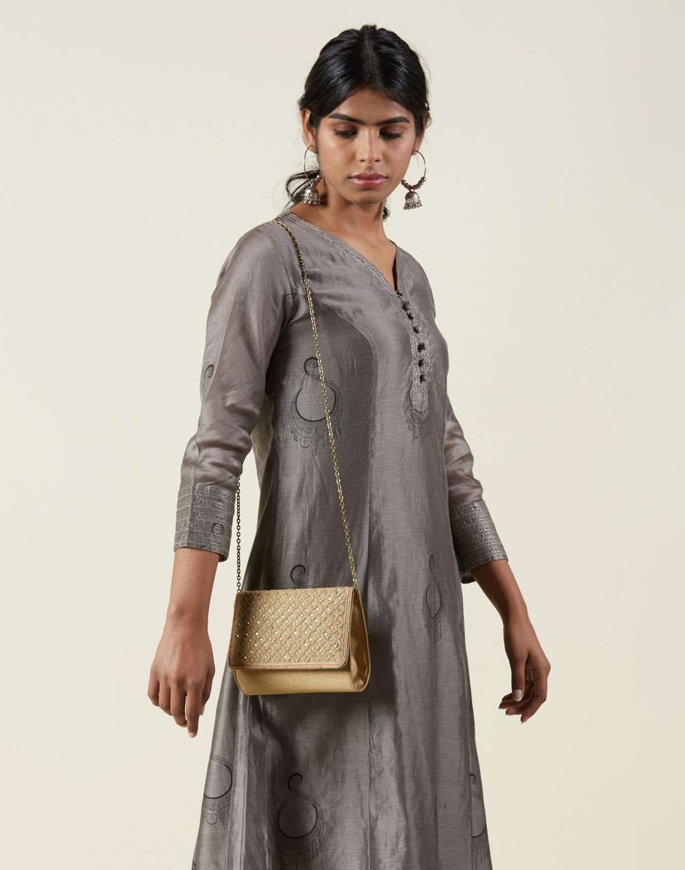 Fabric Embroidered Clutch Bag