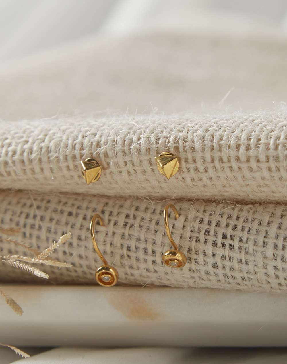 Sliver Golden Plated Earrings Set Of 2