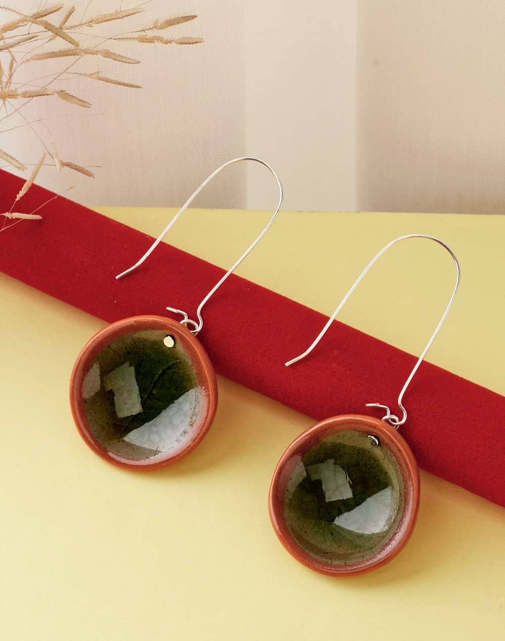 Ceramic Peach Dangler Earrings