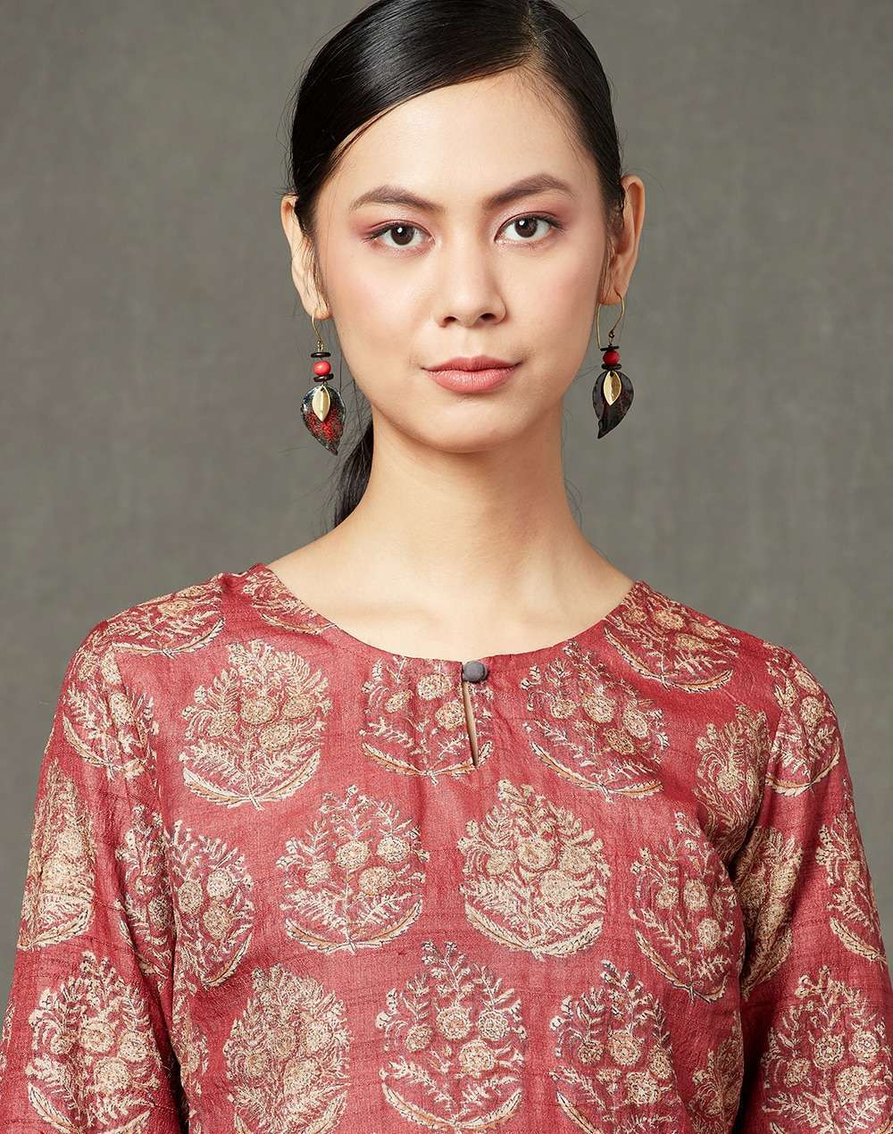 Silk Tussar Block Printed Long Kurta