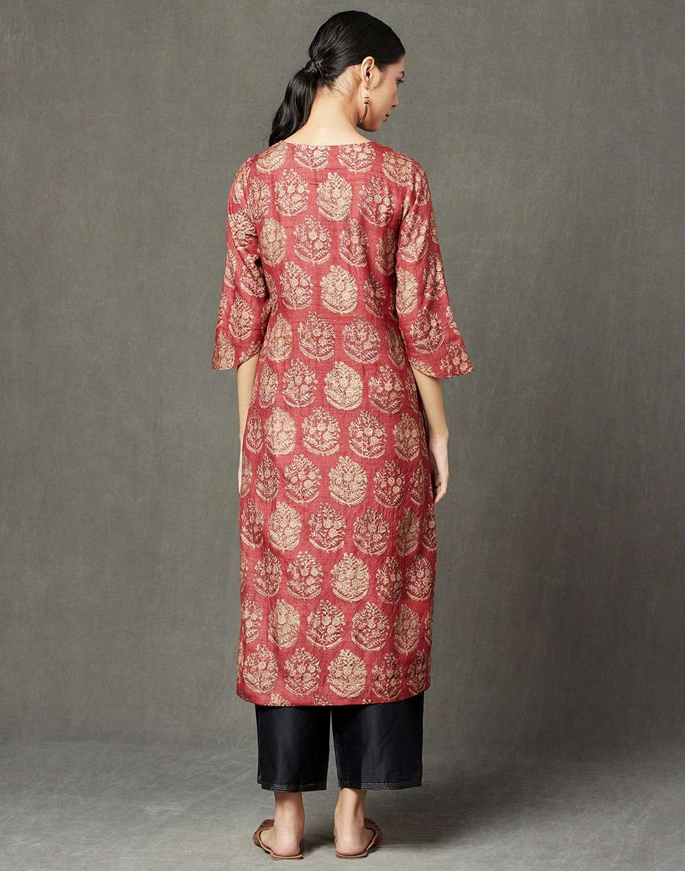 Silk Tussar Block Printed Long Kurta
