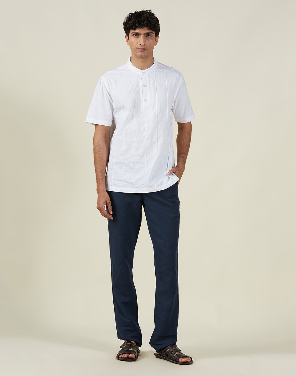 Cotton Half Sleeves Mid Placket Shirt