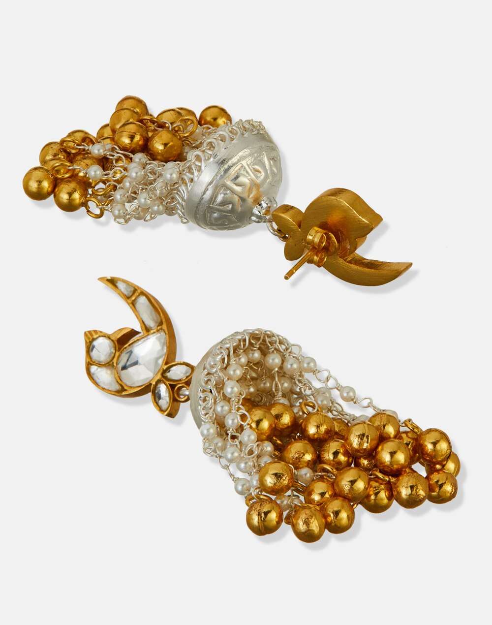 Silver Two Tone Jhumka Earrings