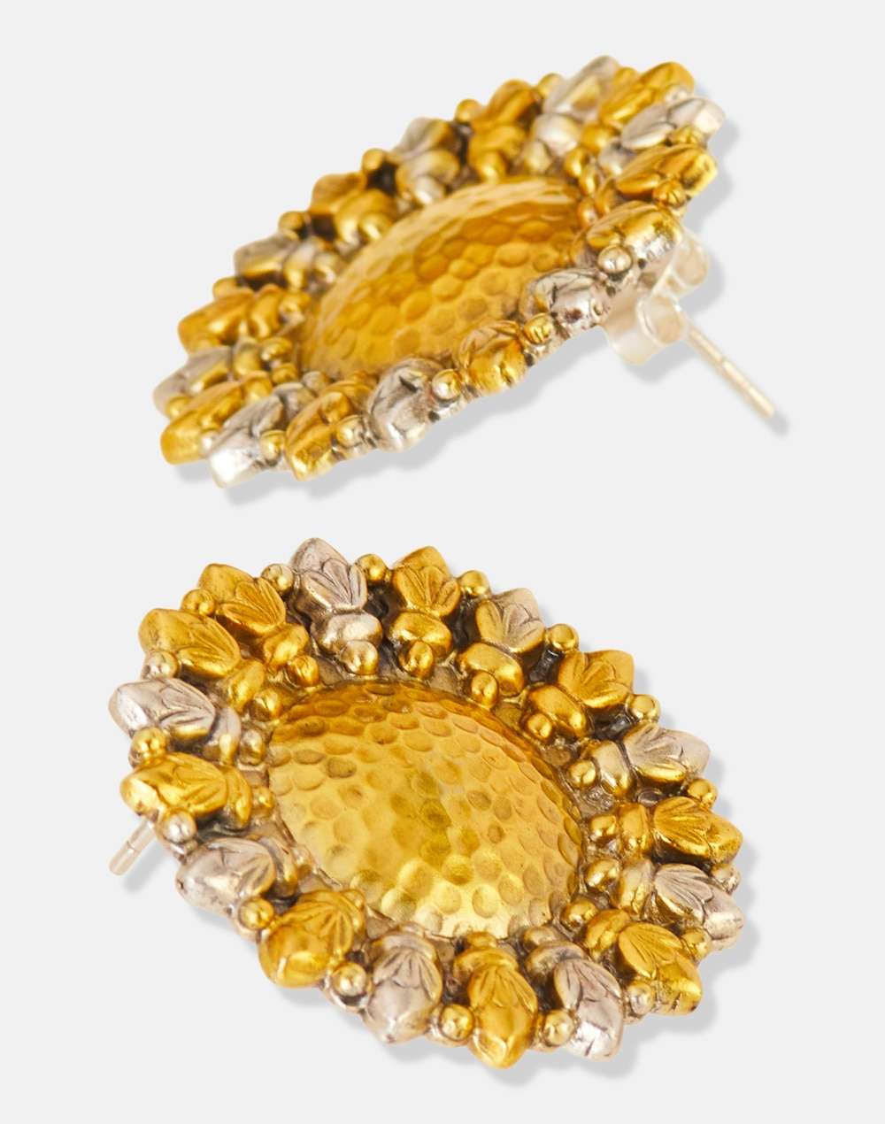 Silver Two Tone Stud Earrings