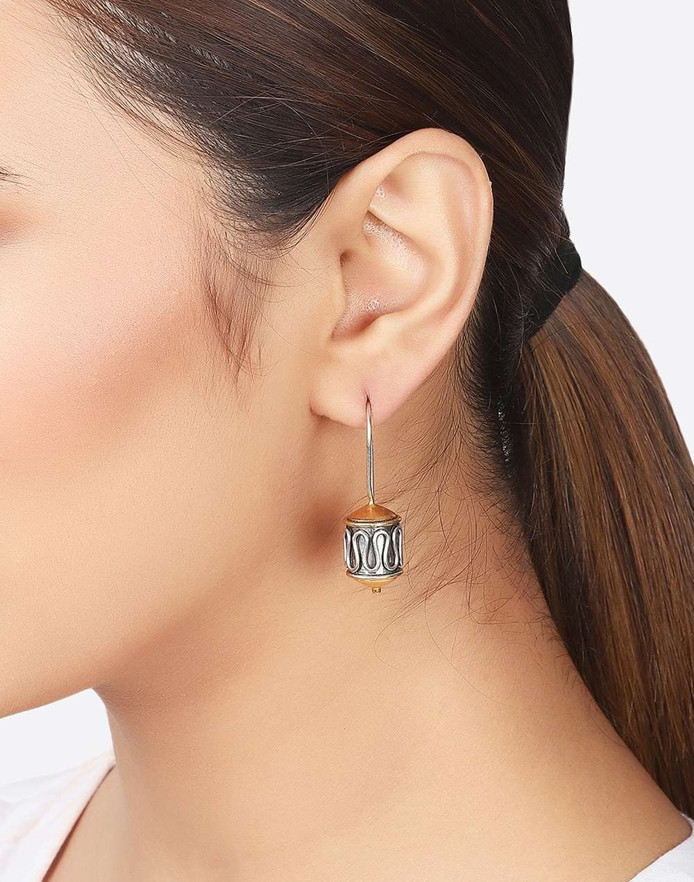 Silver Two Tone Dangler Earrings