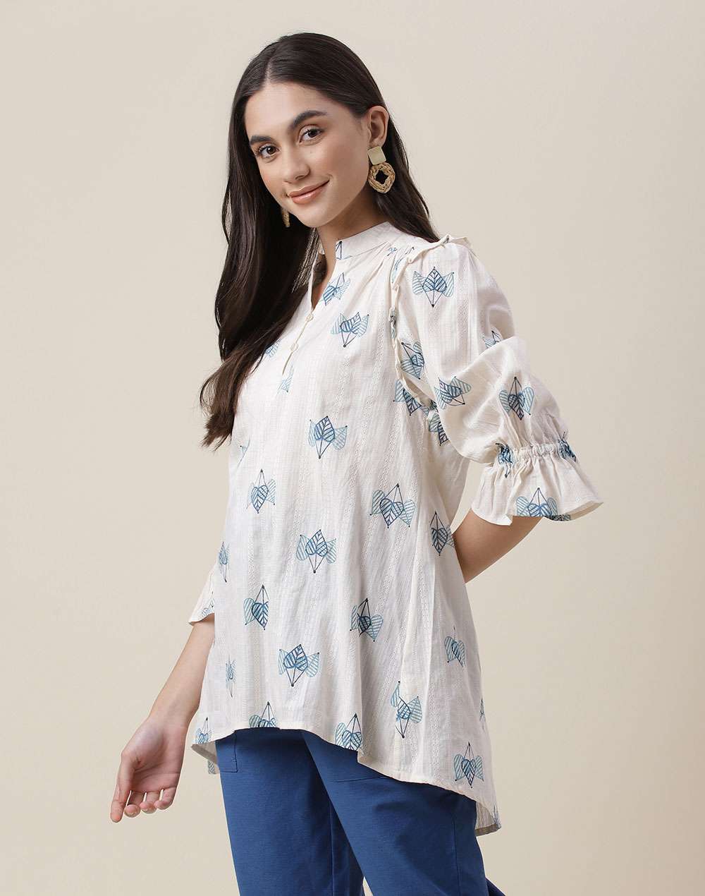 FabNu Natural Cotton Printed Regular Top