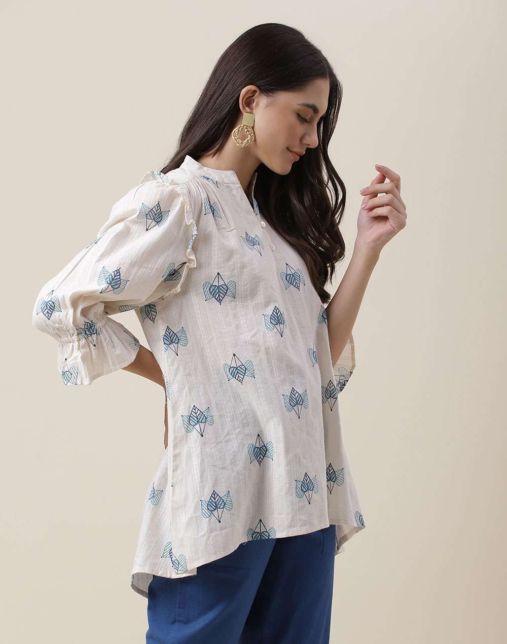 FabNu Natural Cotton Printed Regular Top