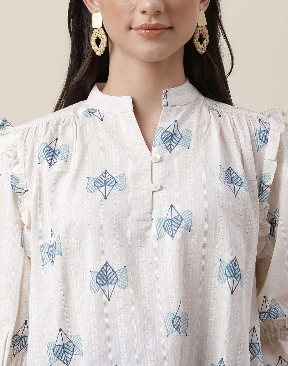 FabNu Natural Cotton Printed Regular Top