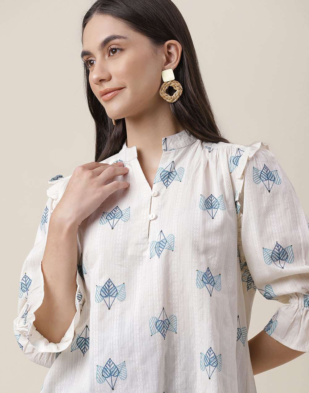 FabNu Natural Cotton Printed Regular Top