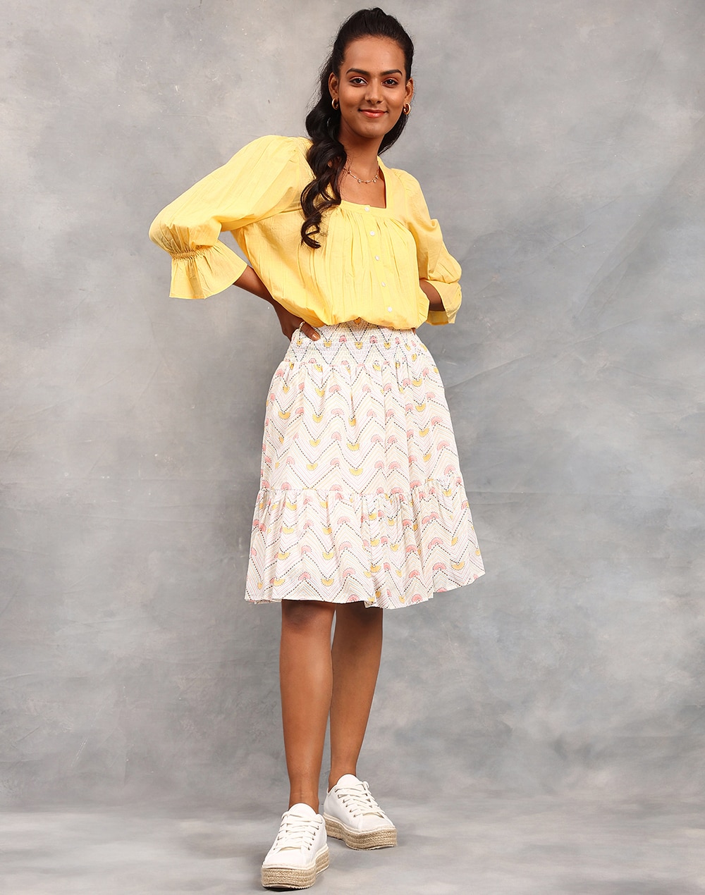 FabNu Cotton Printed Long Skirt
