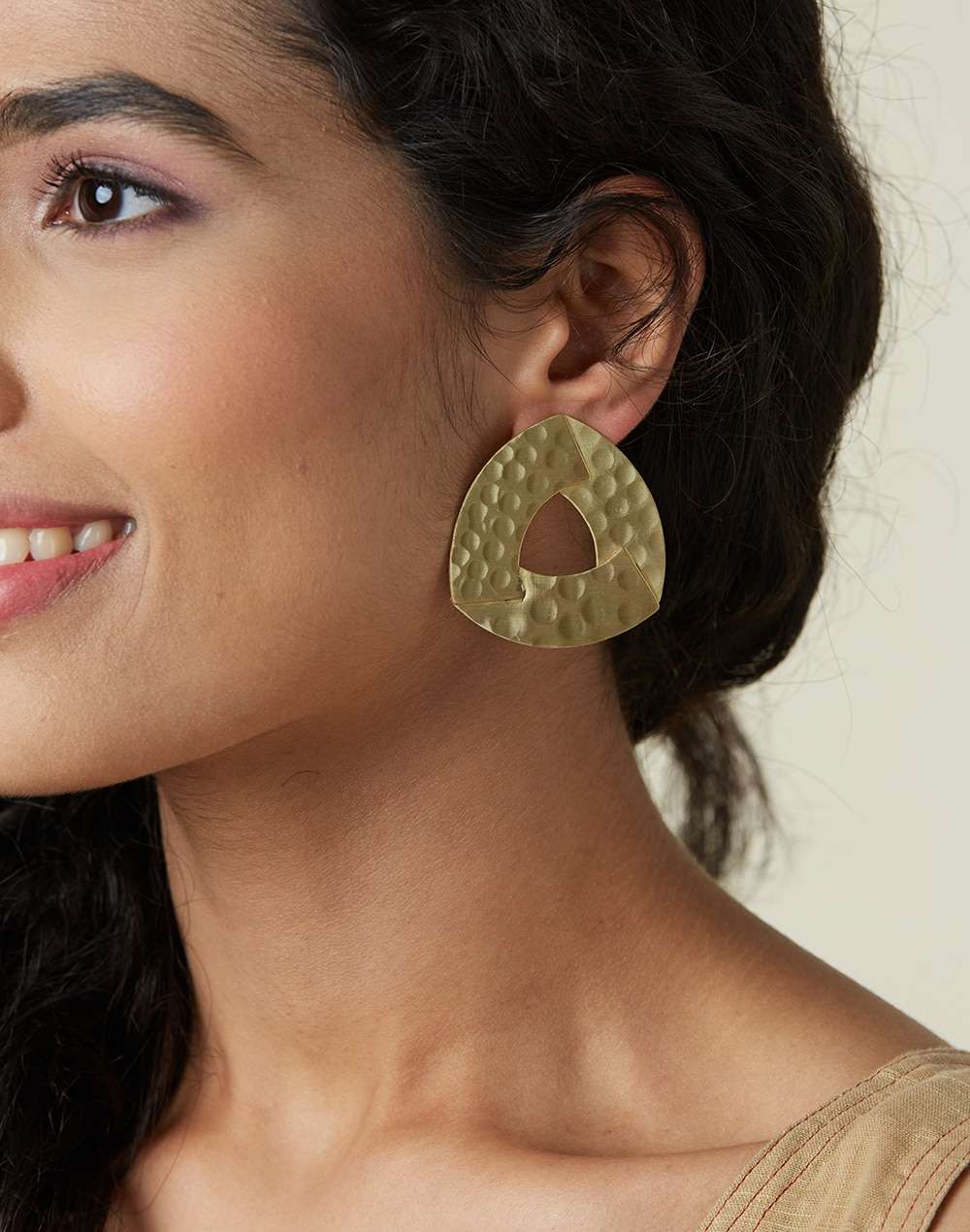 FabNu Metal Golden Stud Earrings