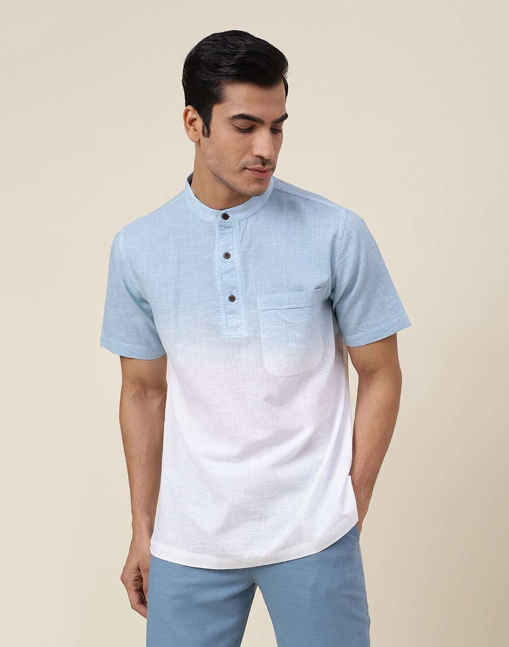 Cotton Printed Mid Placket Shirt